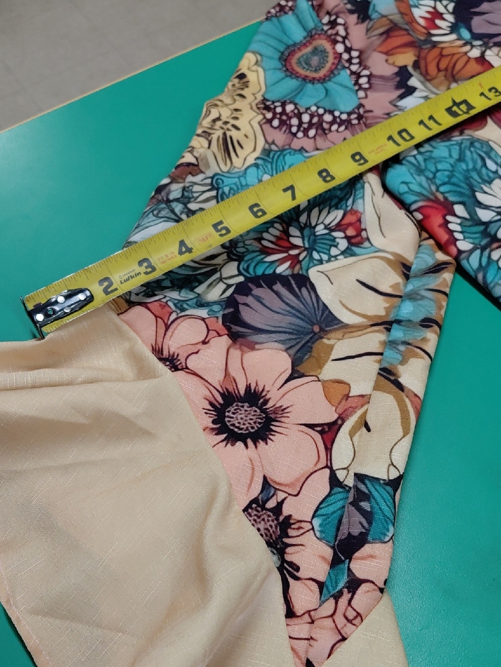 Boho Floral Tunic Top in Teal & Cream - Picture 9 of 12